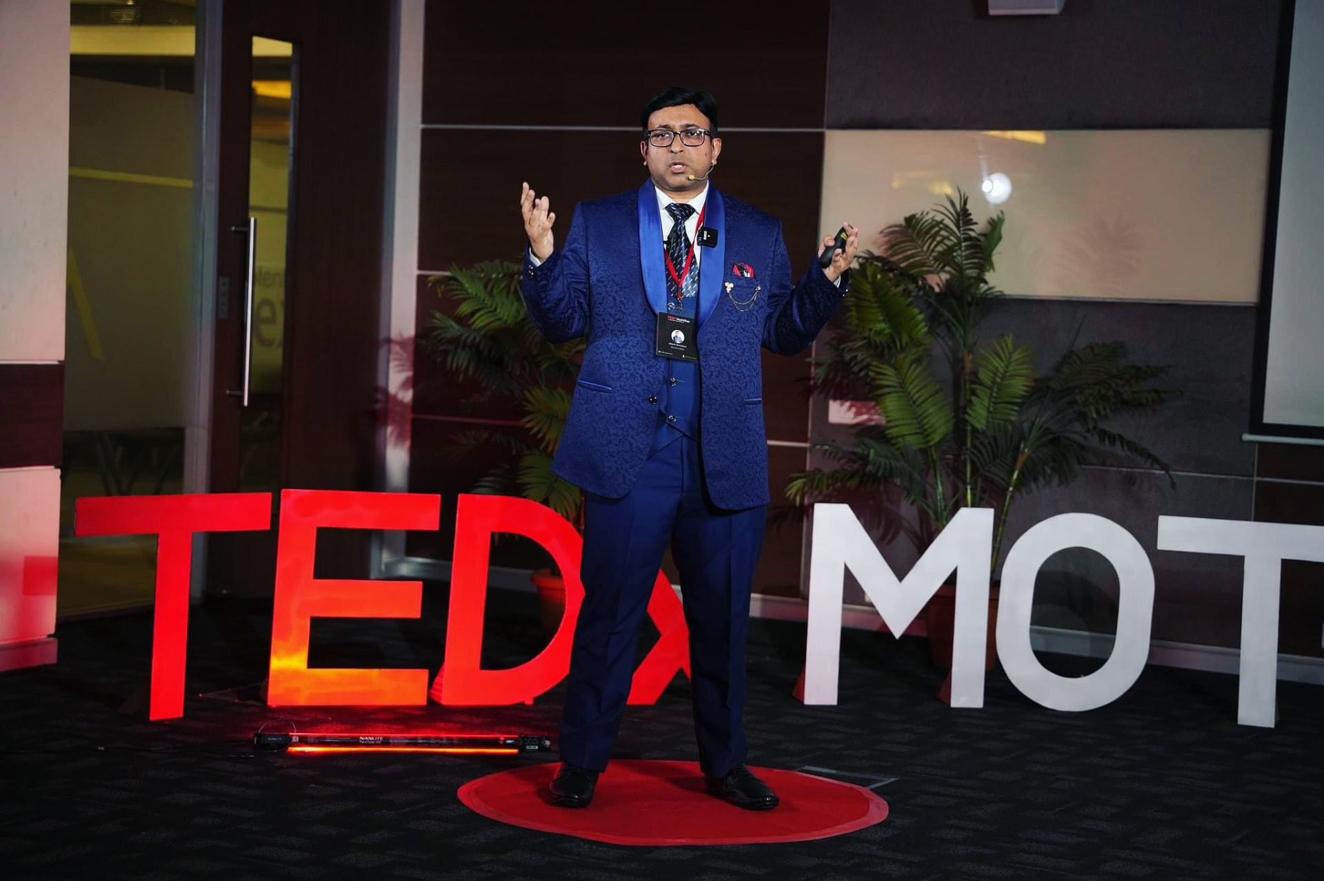 Gen AI Engineer Utkarsh Shrivastava on the TEDx Motivihar stage