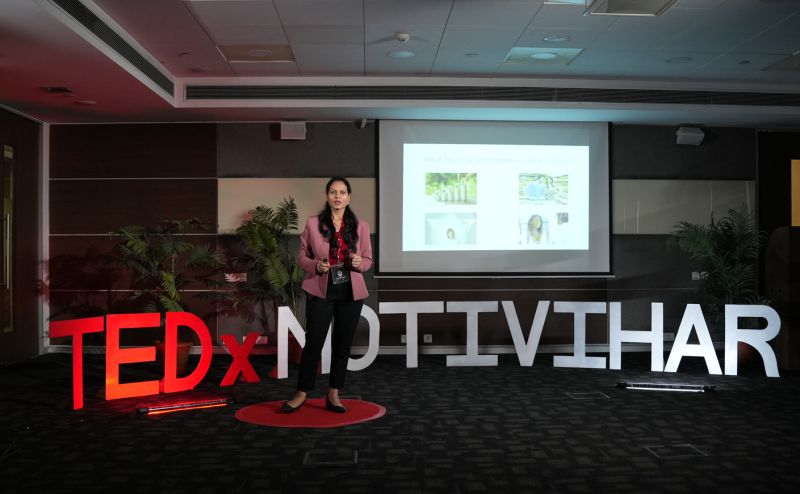 NLP Coach Soni Singh on the TEDx Motivihar stage